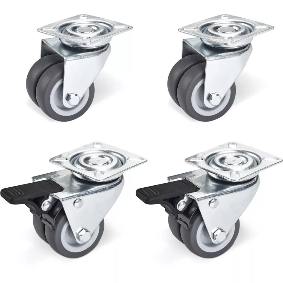 Double Rubber Casters 50mm Set of 4