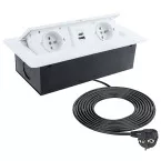 Recessed Power Outlet Combibox Soft Close 2 x 220V Sockets + 2 USB Matte White / pc