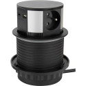Prise à encastrer pour plan de travail Push-GIRO Ø100mm 3 prises + USB A + USB C noir / pce