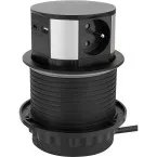 Prise à encastrer pour plan de travail Push-GIRO Ø100mm 3 prises + USB A + USB C noir / pce