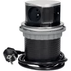 Push-GIRO werkbladcontactdoos Ø100mm 3 stopcontacten+1 USB-A+1 USB-C roestvrij staal / pce