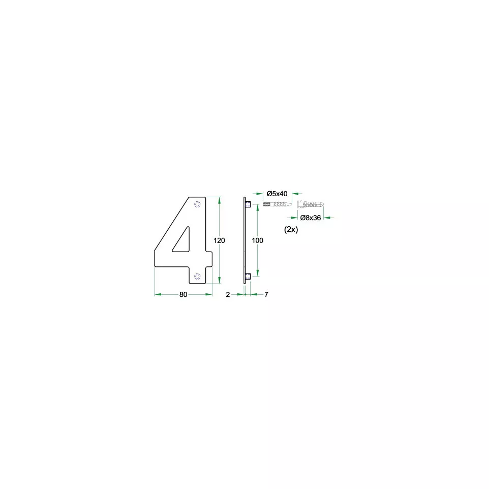 Chiffre noir plat "0" 120mm / Pce