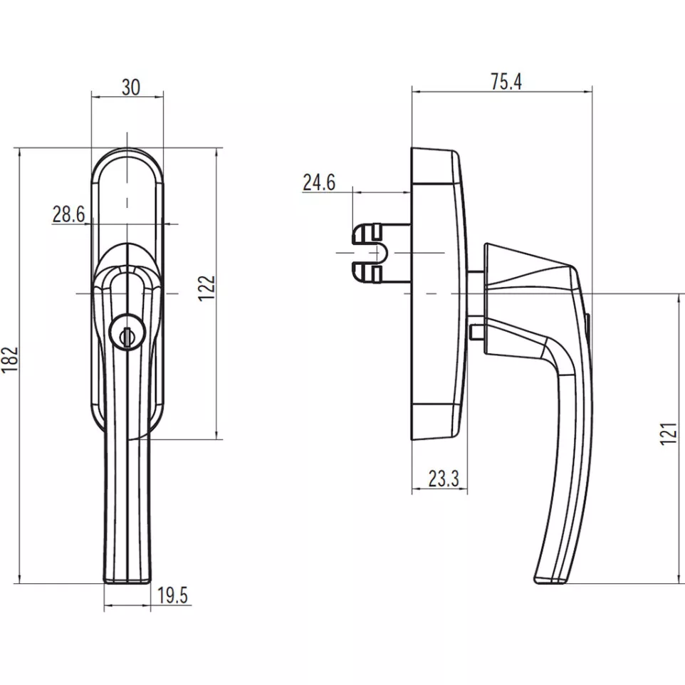 Roto Line Forked Casement Handle 26mm...