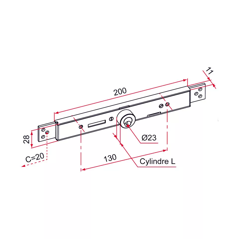 Serrure de volet appliqué AE, à...