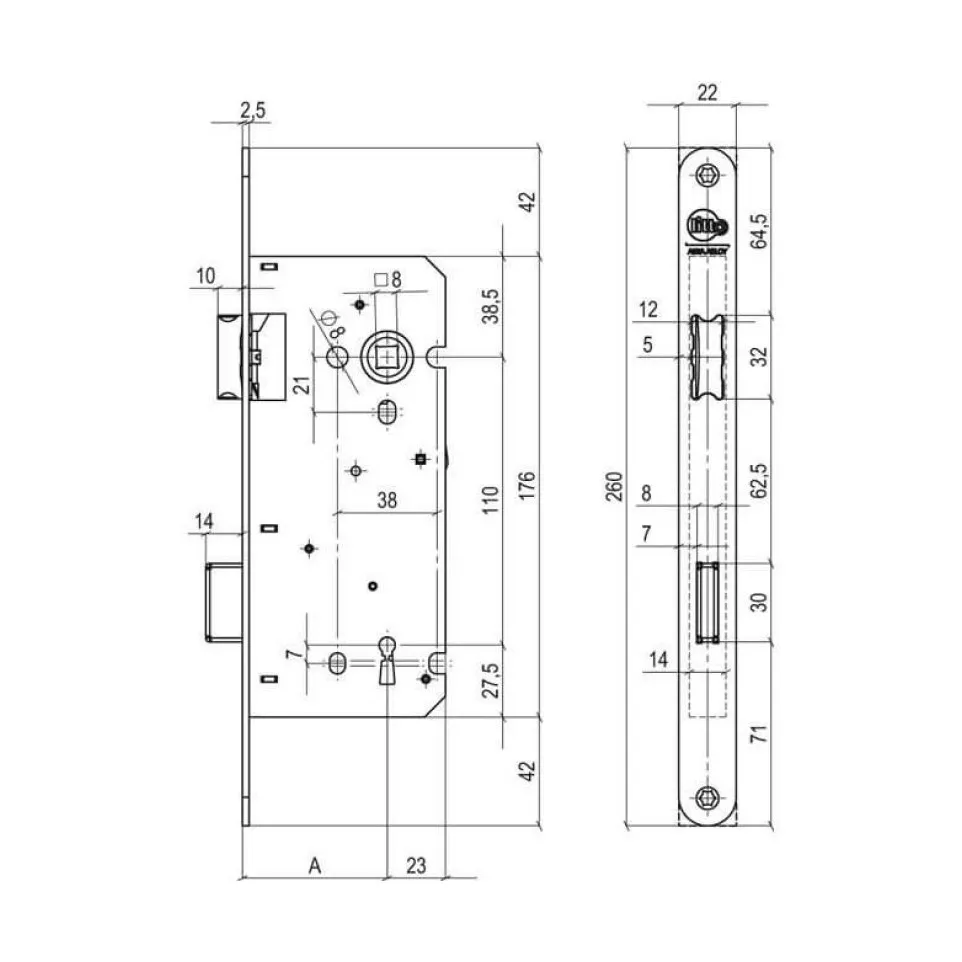 Litto sloten A1353 sleutel 45/110 / pce