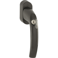 HOPPE Atlanta Lockable Window Handle Secu100+Secustik 32-42mm with 2 M5x50 & 55 Screws Brown RAL 8077 per piece