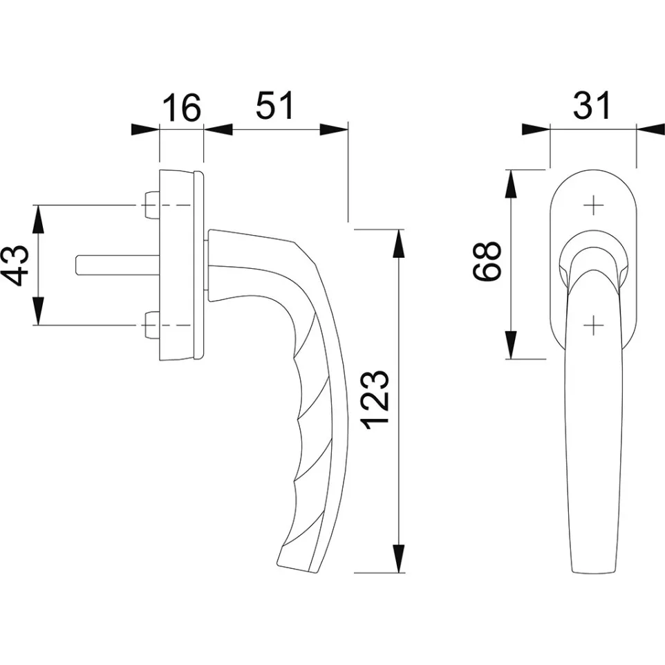 Hoppe Atlanta 90° Secustik handgreep...