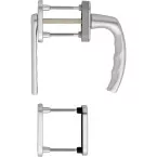 Garniture porte balcon Hoppe Atlanta 'poignée + poignée passage volet' anodisé argent F1 / pce