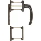 Garniture porte balcon Hoppe Atlanta 'poignée + poignée passage volet' brun ral 8077 / pce