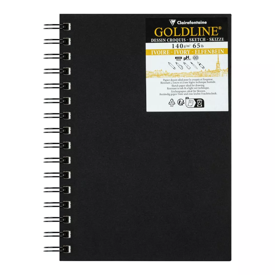 Goldline Spir. bk 40-bl 140g A5 ivoor...