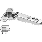 Stijlvol 110° vernikkeld verzonken scharnier (Ø10x10mm), met soft close en zelfsluitende functie, voor opliggende deuren / PCE