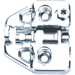 Plaque de montage Pivot-Pro nickelée avec vis pour panneaux à particules (pour le perçage Ø2,5mm), réglage en hauteur direct, di