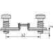 Plaque de montage cruciforme Stylish nickelée avec vis Euro (pour le perçage Ø5 x 8mm) et avec réglage en hauteur direct, distan