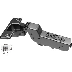Charnière Pivot-Star 110° noir titane à montage rapide Flash (Ø10x10mm), avec amortissement et avec fermeture automatique, pour 