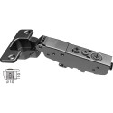 Charnière Pivot-Star 110° noire, montage rapide Flash (Ø10x10mm), avec amortisseur et fermeture automatique, pour porte en semi-