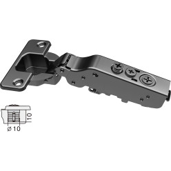 Charnière Pivot-Star 110° noir titane à montage rapide Flash (Ø10x10mm), avec amortissement et avec fermeture automatique, pour 