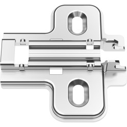 Plaque de montage Pivot-Star nickelée avec vis pour panneaux à particules, perçage Ø2,5mm, réglage en hauteur direct, distance 1