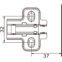 Plaque de montage Pivot-Star nickelée avec vis pour panneaux à particules (pour le perçage Ø2,5mm), réglage en hauteur direct, d