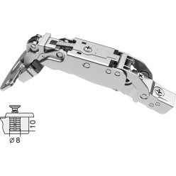 Charnière Pivot-Star 160° nickelée à montage avec manchons à expansion (Ø8x10mm), avec amortisseur et fermeture automatique, pou