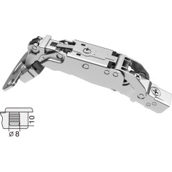 Charnière Pivot-Star 160° nickelée à enfoncer (Ø8x10mm), avec amortissement et avec fermeture automatique, pour porte en appliqu