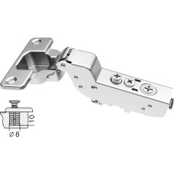 Charnière Pivot-Star 110° nickelée à visser, avec amortissement et avec fermeture automatique, pour porte rentrante / PCE