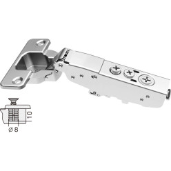 Charnière Pivot-Star 110° nickelée à visser, avec amortissement et avec fermeture automatique, pour porte en semi-applique / PCE
