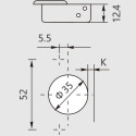 Charnière Pivot-Star 160° nickelée à montage rapide Flash (Ø10x10mm), avec amortissement et avec fermeture automatique, pour por