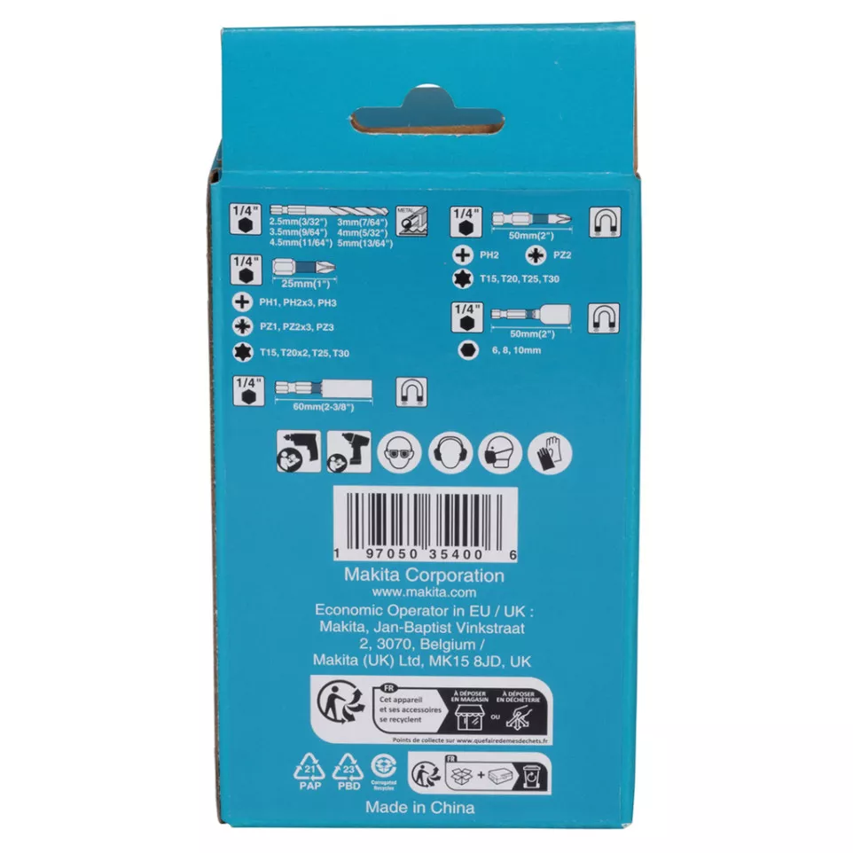 Slagbitset Makita Zwart 31 stuks / pce