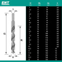Set of 25 Helical Wood Drill Bits 1 - 13 mm by 0.5 mm per piece