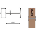 Brons geanodiseerd aluminium tussendeurprofiel voor 18mm dikke houten panelen ERGO 18, NOVO S 18 en LOCA 18 lengte 3m / 3m