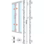 Meerpuntssluiting 6400 met paddenstoelnokken U24x6  en 3 verstelbare sluitplaten voor aluminium schuifdeuren / pce