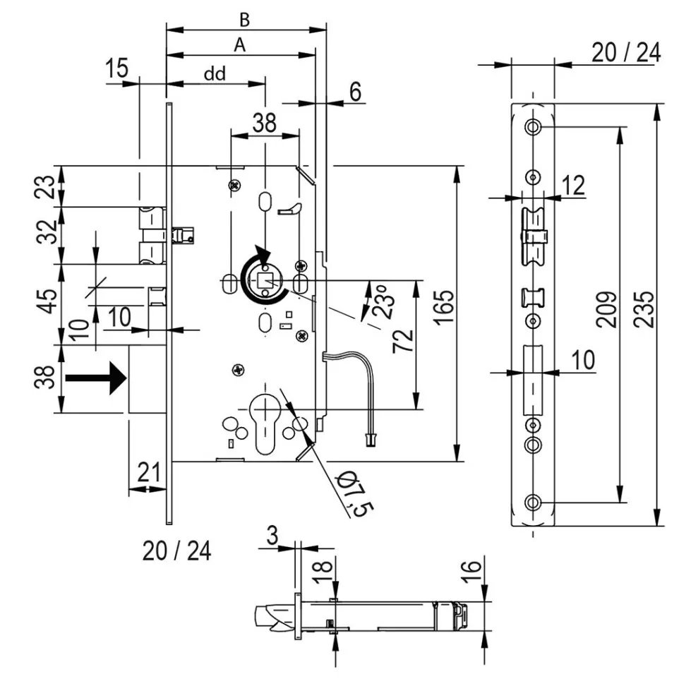 SALTO XS4 LE7S05 Reversible Mortise...