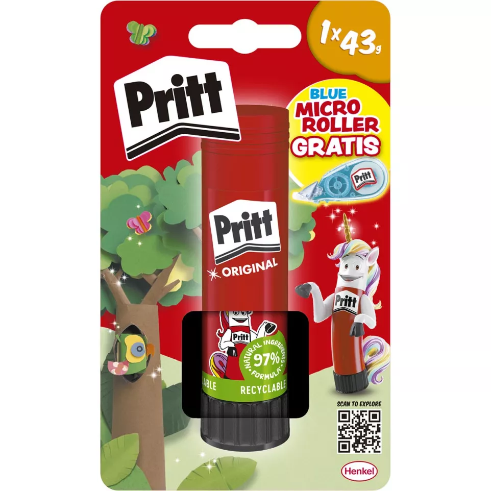 Pritt plakstift, 43 g, met GRATIS...