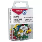 OFFICE PRODUCTS Push Pins, Assorted Colors, Plastic Hanging Box of 25 Pieces