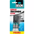 Bison secondelijm Control Vloeibaar, tube van 3 g, promo blister van 2 stuks