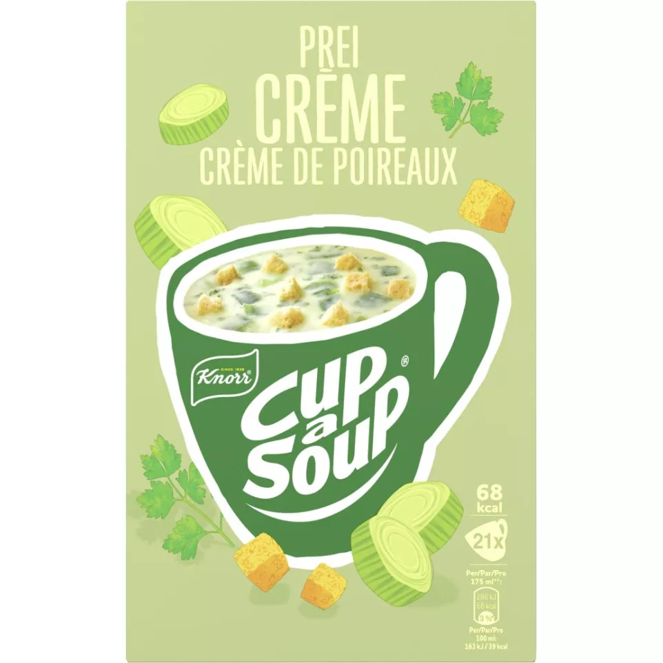 Knorr Cup-a-Soup prei, pak van 21 zakjes
