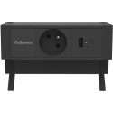 Fellowes douille Power Desk, 1 prise + 1 x USB-A + 1 x USB-C, noir, pour la Belgique