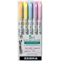 ZEBRA MILDLINER markeerstift, dubbele punt, Gentle, etui van 5 stuks, in geassorteerde kleuren