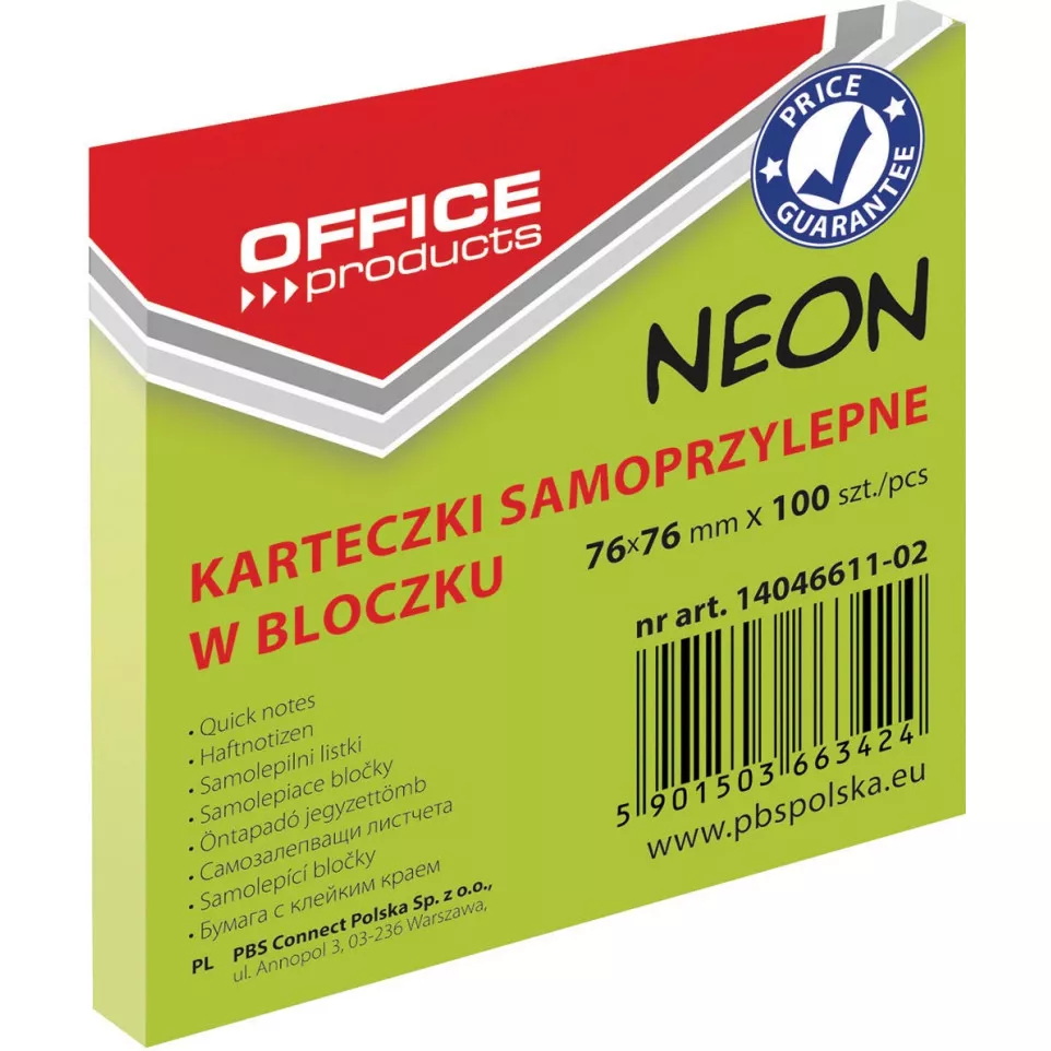 Neon Memo Block, 76 x 76 mm, 100...
