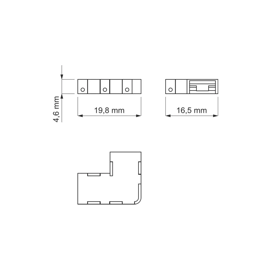 Hoekconnector 10mm COB LED-lint 8mm...