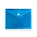 Pochette documents, fermeture velcro, ft A4, perforée, bleu, paquet de 10 pièces