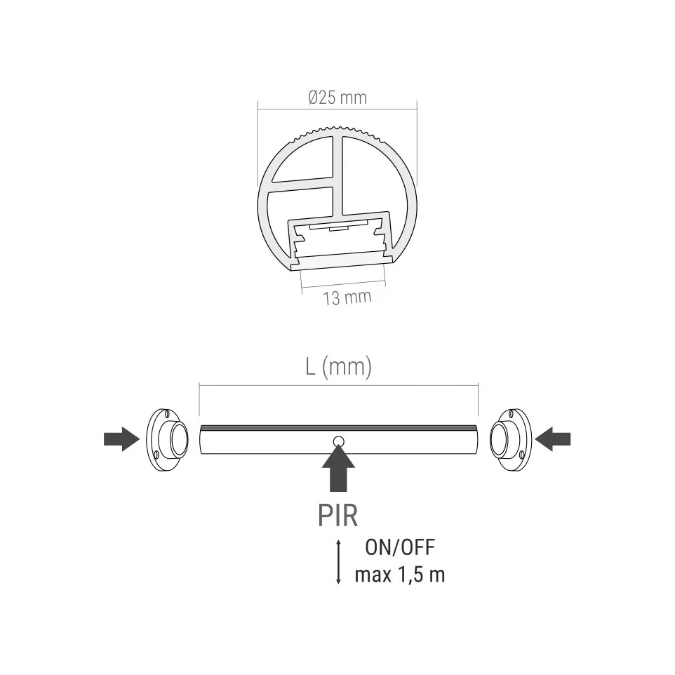 Black Aluminum LED Wardrobe Rail...