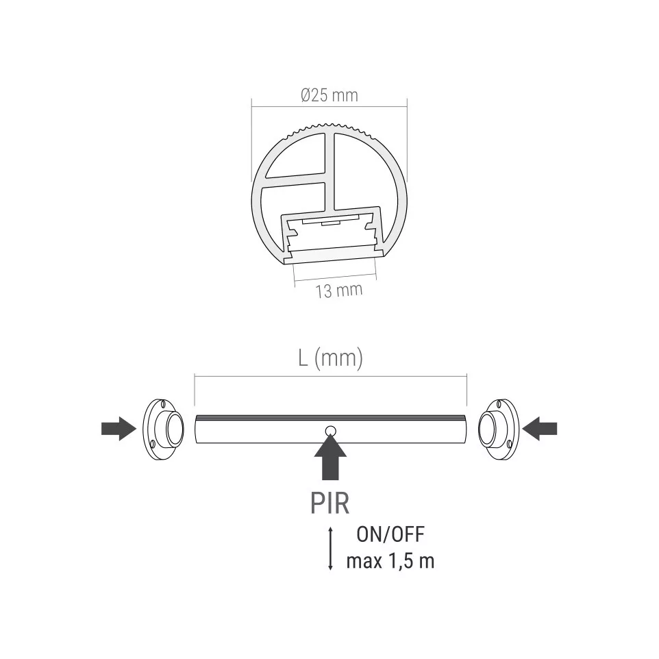 Black Aluminum LED Closet Hanging Rod...