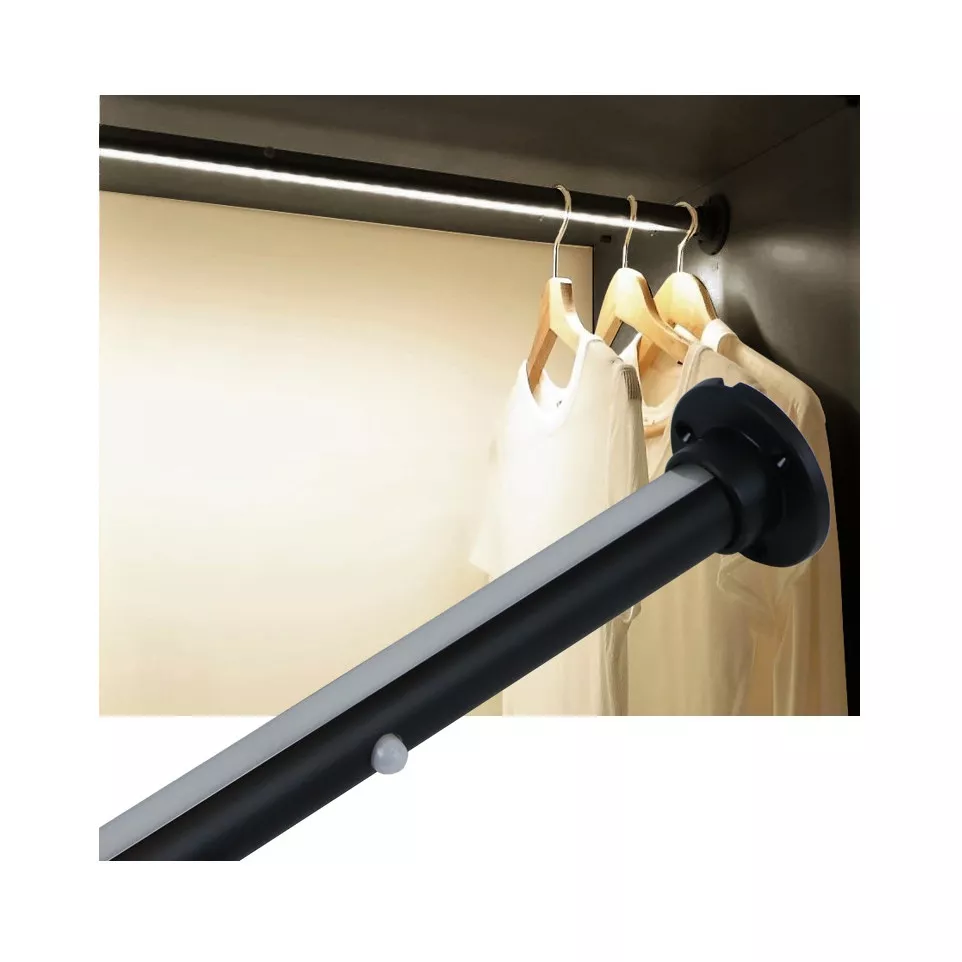 Black Aluminum LED Closet Hanging Rod...