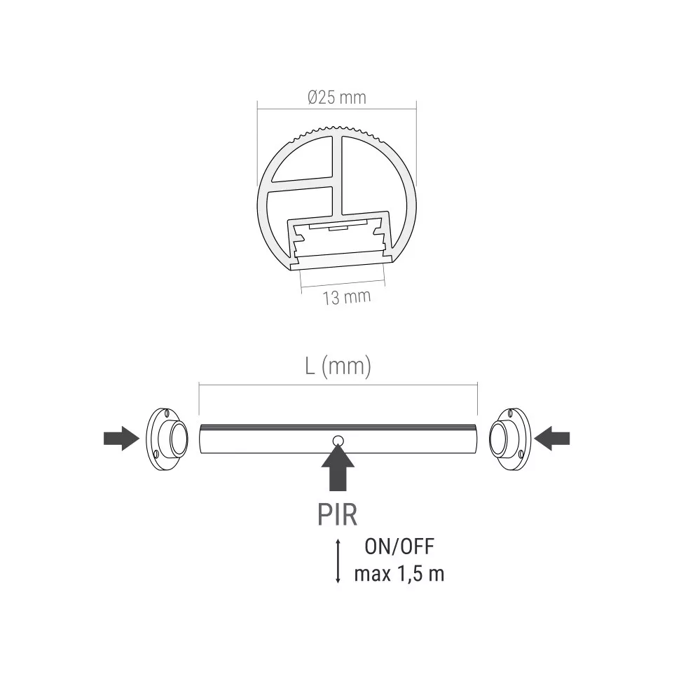 Barre de penderie Railing Ø25mm LED...