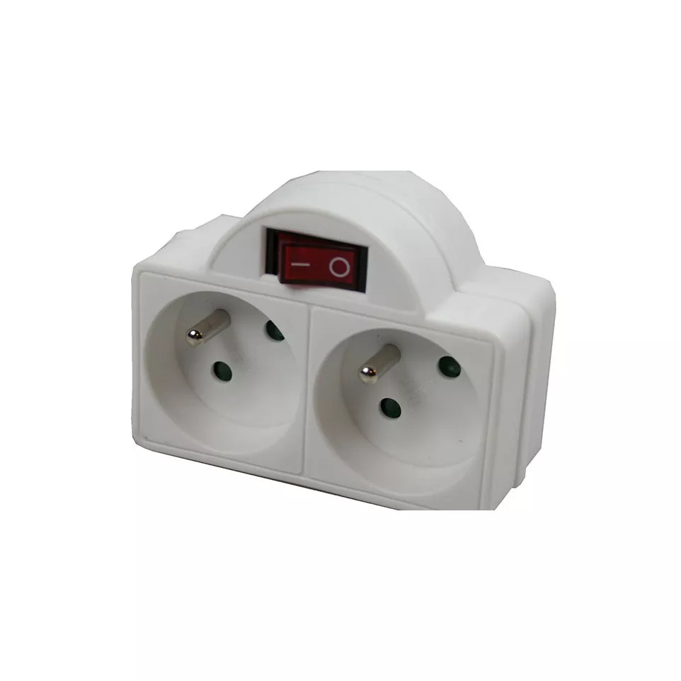 White 2-Socket Power Strip 16A with...