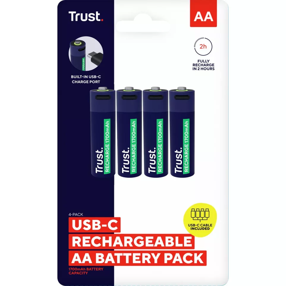 Trust USB-C herlaadbare batterijen...