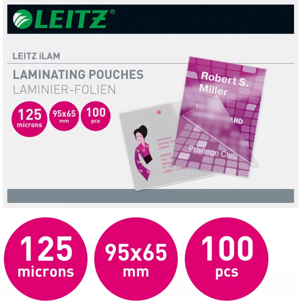 Leitz Laminating Pouches 65 x 95 mm...