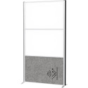 MAULconnecto scheidingswand, 2 x whiteboard, 1 x donkergrijs, frame zilver, voet