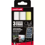 uni ChalkGlass Marker Chisel Tip 8mm Assorted Set of 3